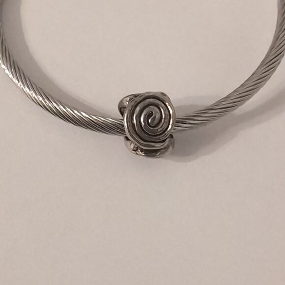 Silver Swirls Charm for Pandora Style Bracelet - Picture 2 of 4